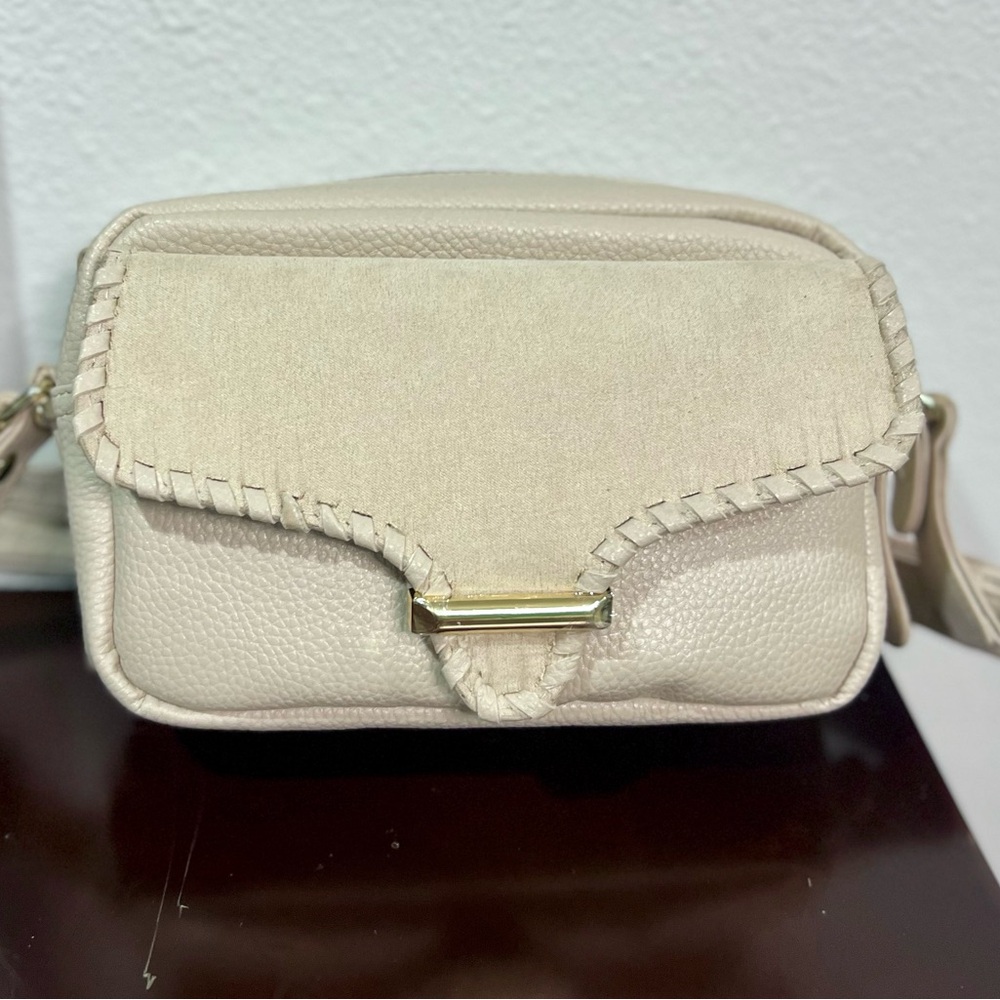 Sahara Vegan Leather Crossbody Bag Neutral Beige